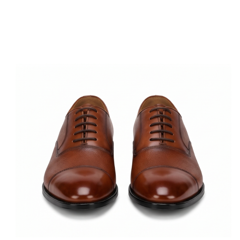 Classic Italian Pebbled Cap Toe Oxford Shoes