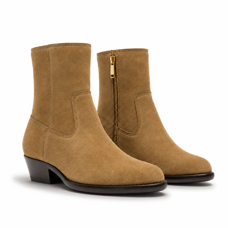 Pointed-Toe Suede Ankle Boots