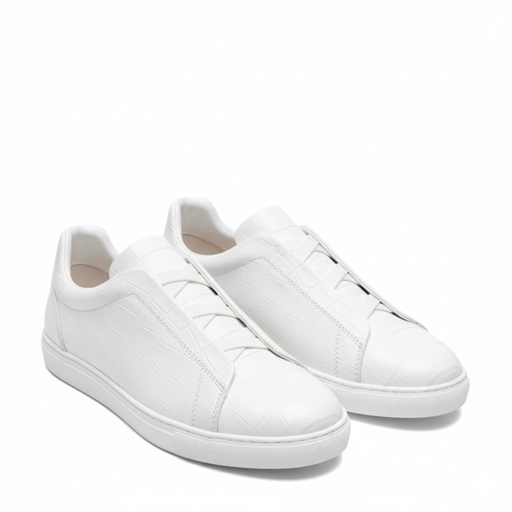 Premium Croc-Embossed Luxe Sneakers