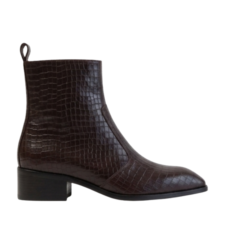 Premium Croco Texture Side Zipper Chelsea Boots