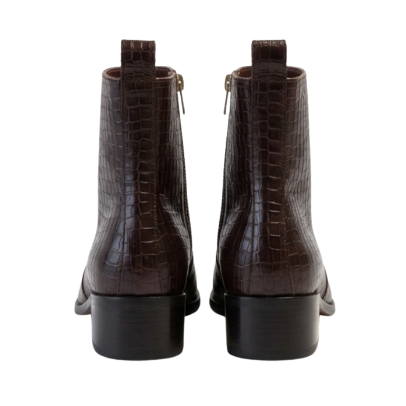 Premium Croco Texture Side Zipper Chelsea Boots