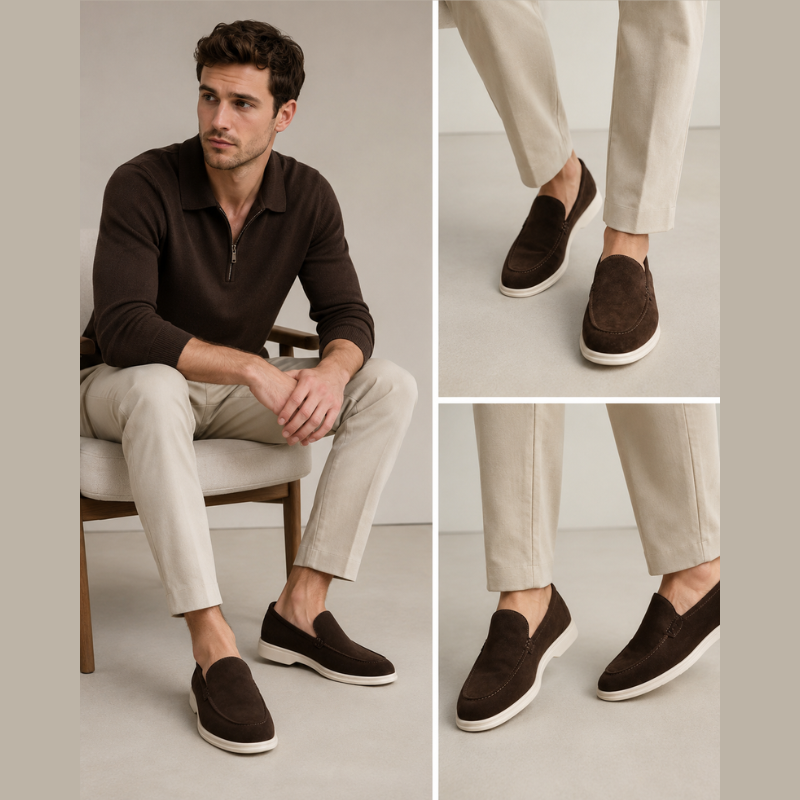 Premium Suede Leather Beige Loafer For Men