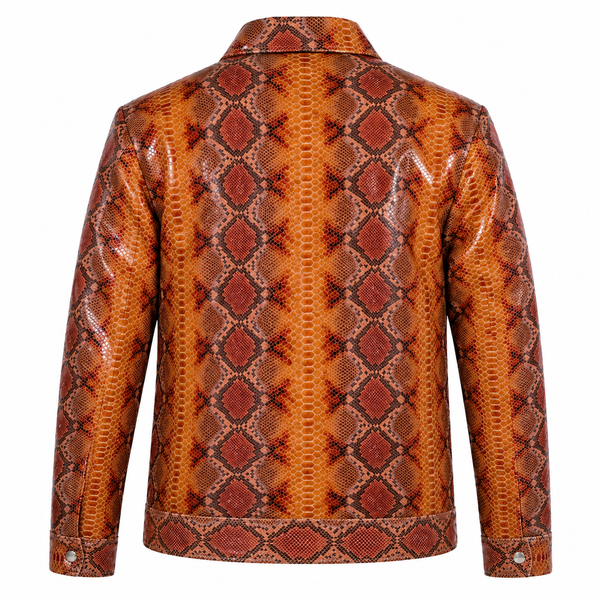 Python Embossed Leather Zip Jacket