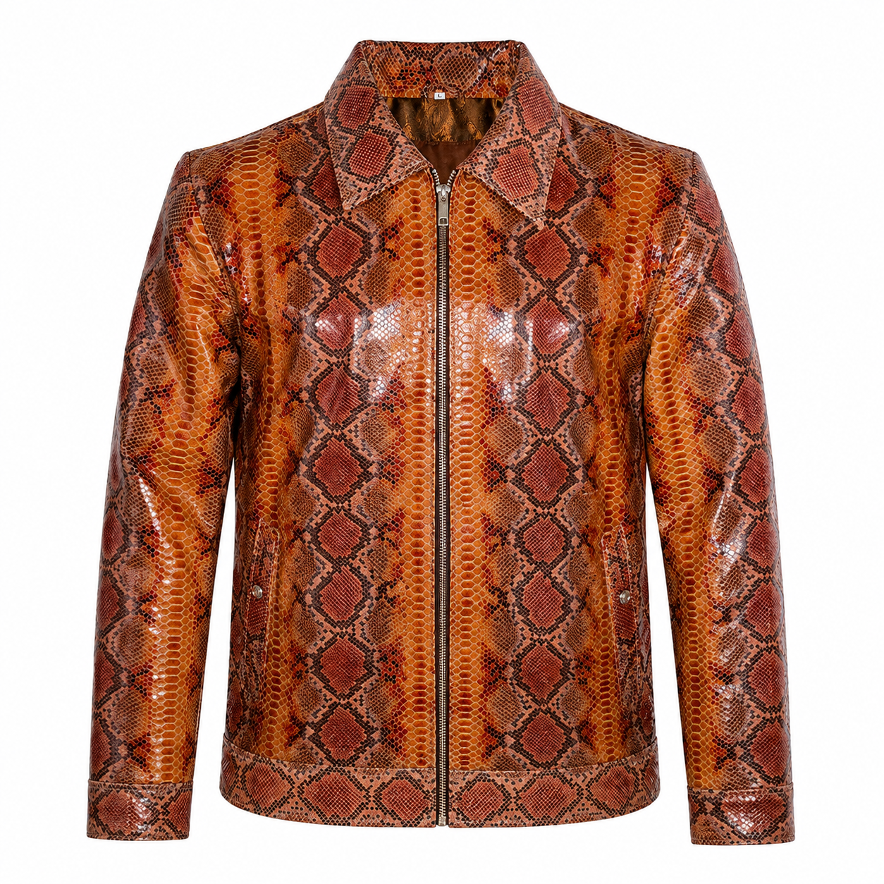 Python Embossed Leather Zip Jacket