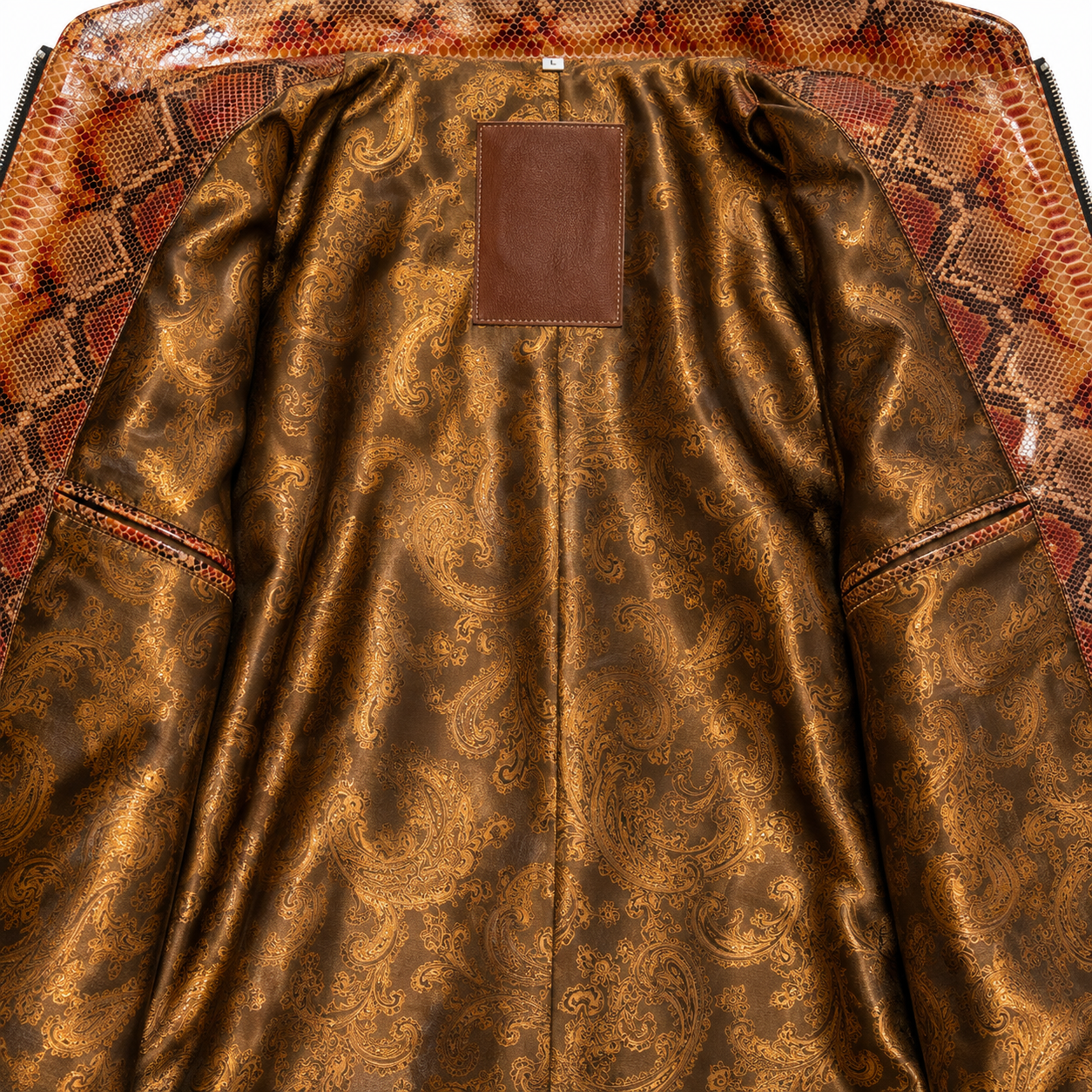 Python Embossed Leather Zip Jacket