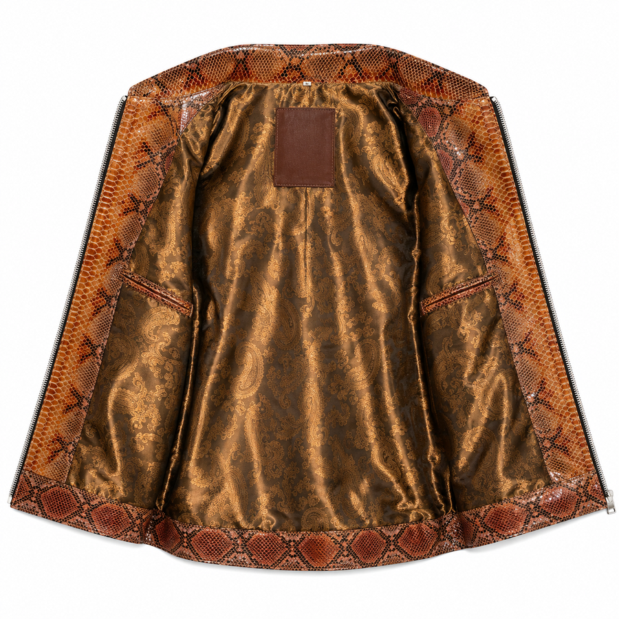 Python Embossed Leather Zip Jacket