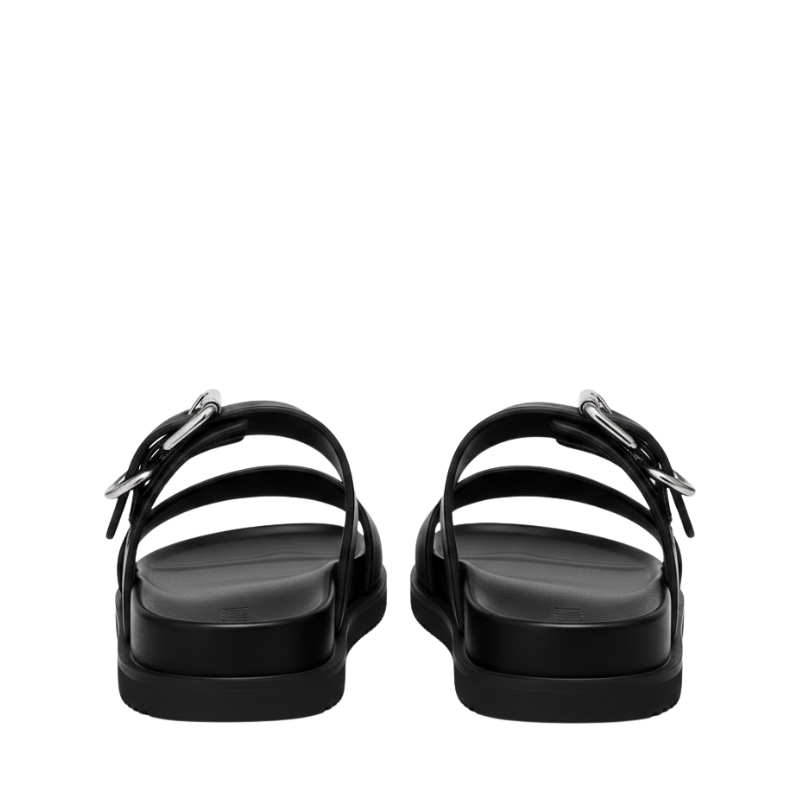 Refined Statement Flat Sole Buckle Detail Sandals