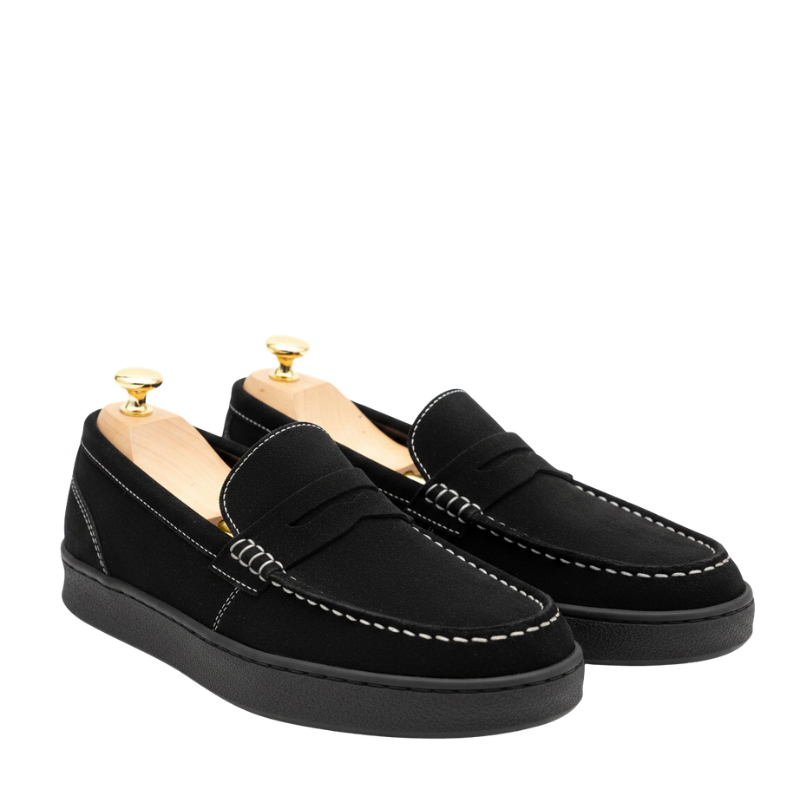 Refined Stitch Detail Suede Penny Loafers