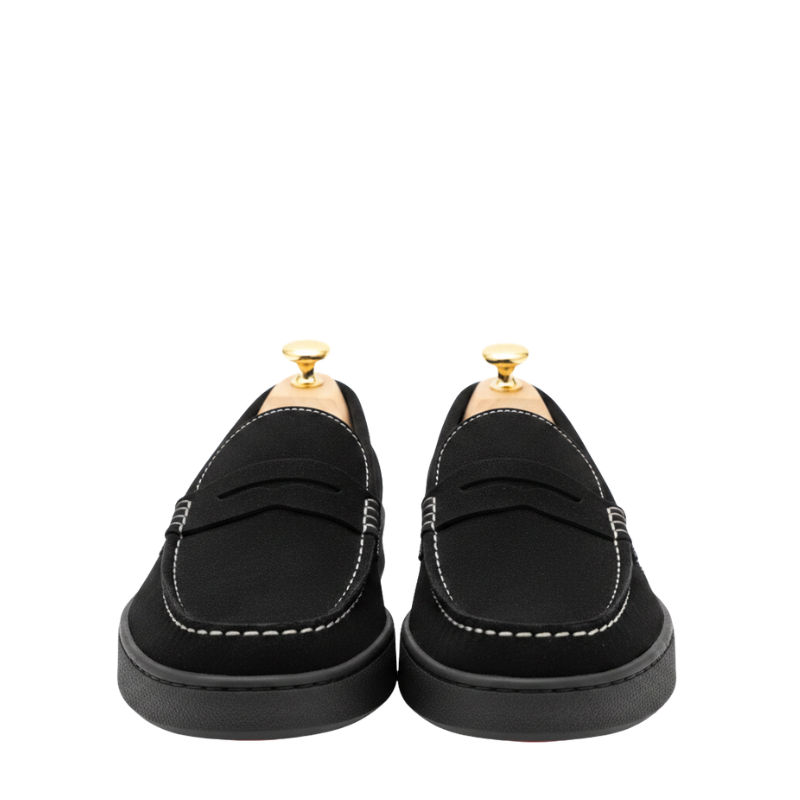 Refined Stitch Detail Suede Penny Loafers
