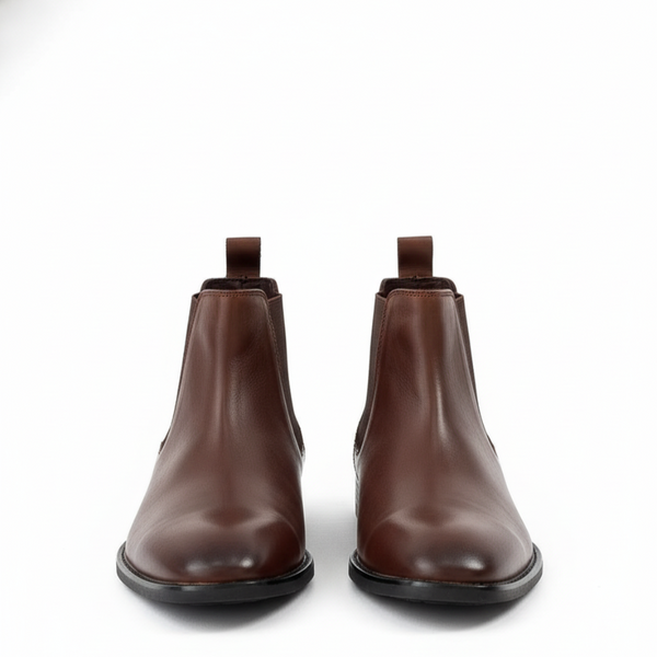 Regalia Cognac Polished Italian Elegant Chelsea Boots