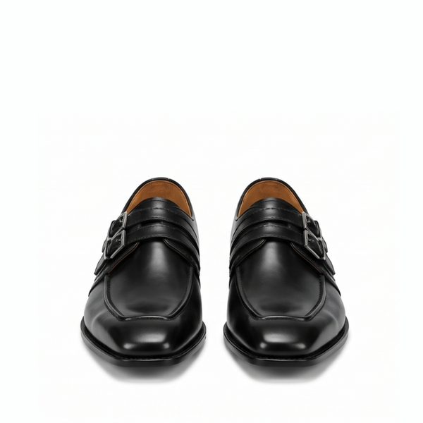 Regent Noir Double Monk Leather Shoes