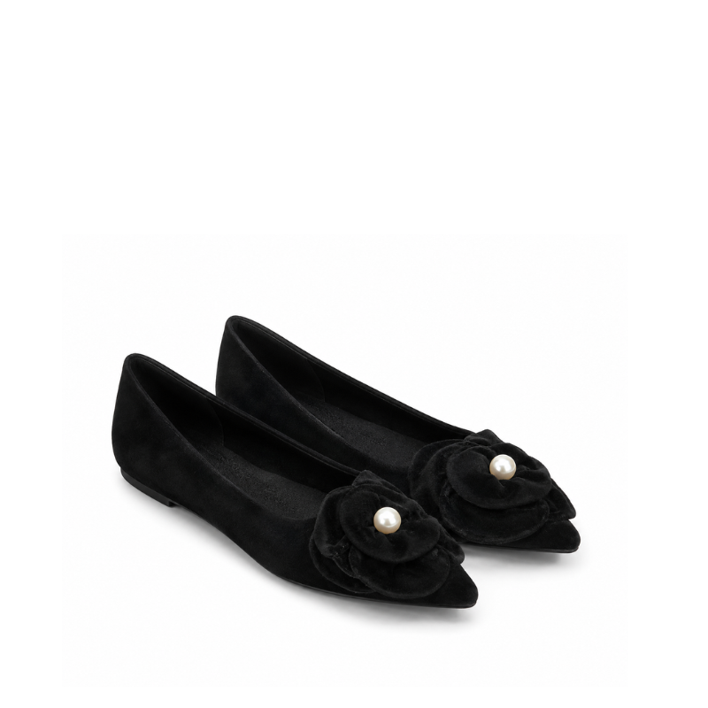 Rosette Pearl Pointed Ballet Flats
