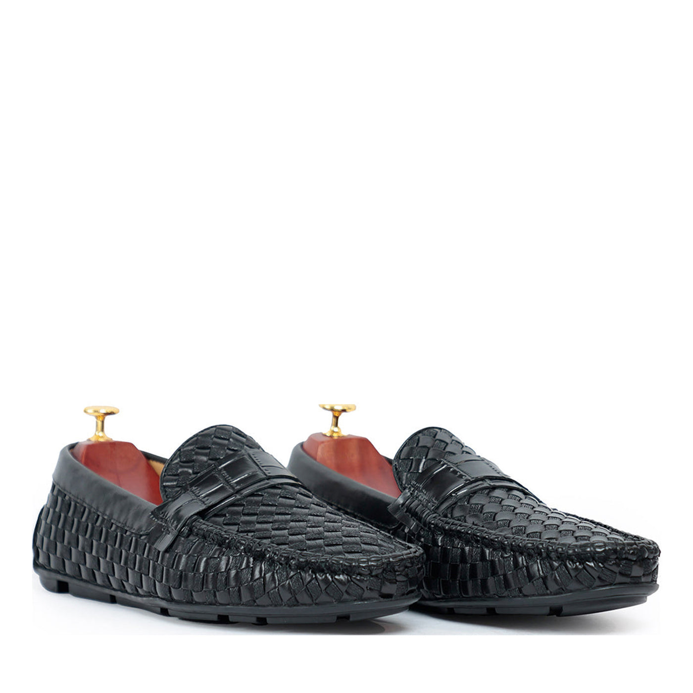 Ross Weavad Black Leather Shoes
