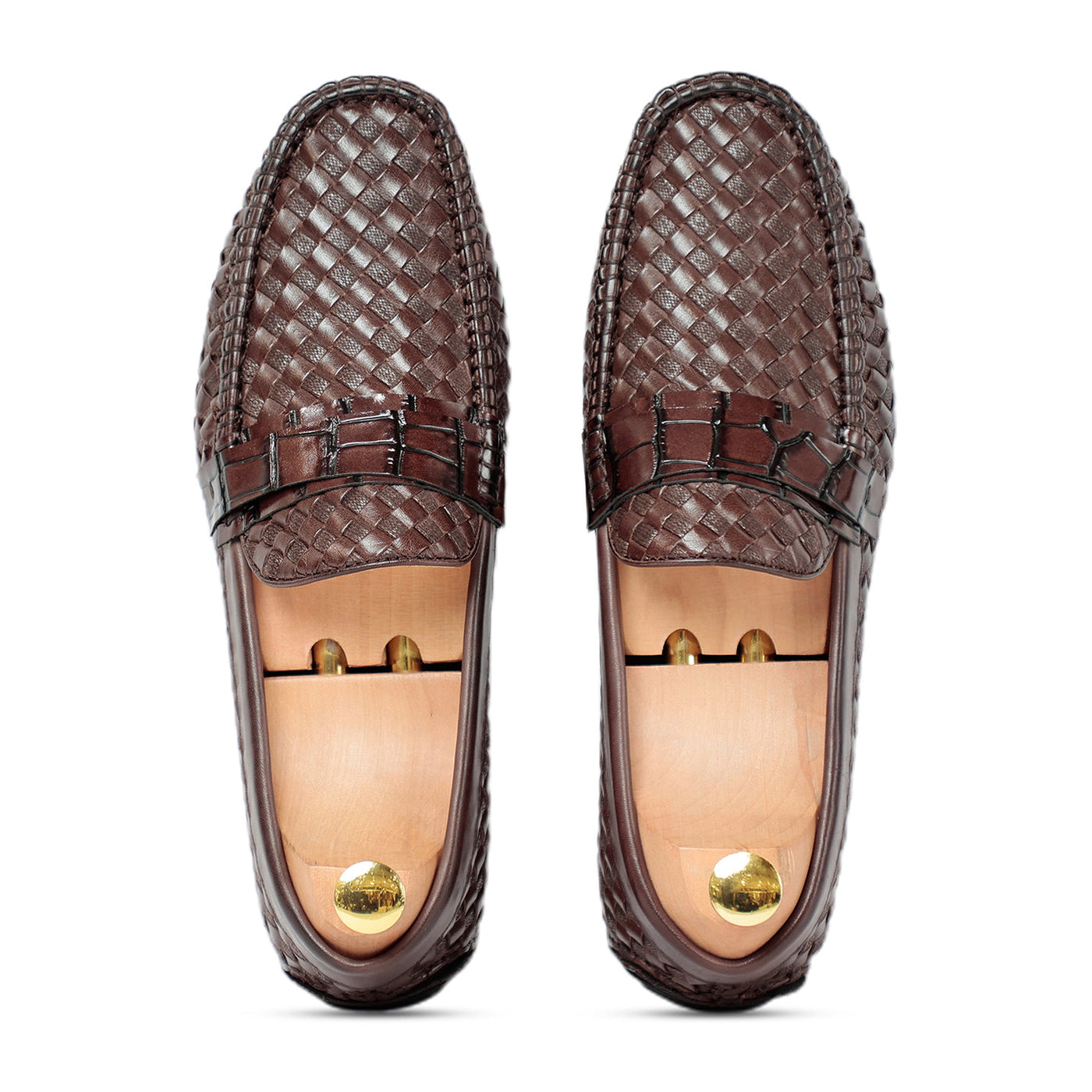 Ross Weavad Brown Leather Shoes
