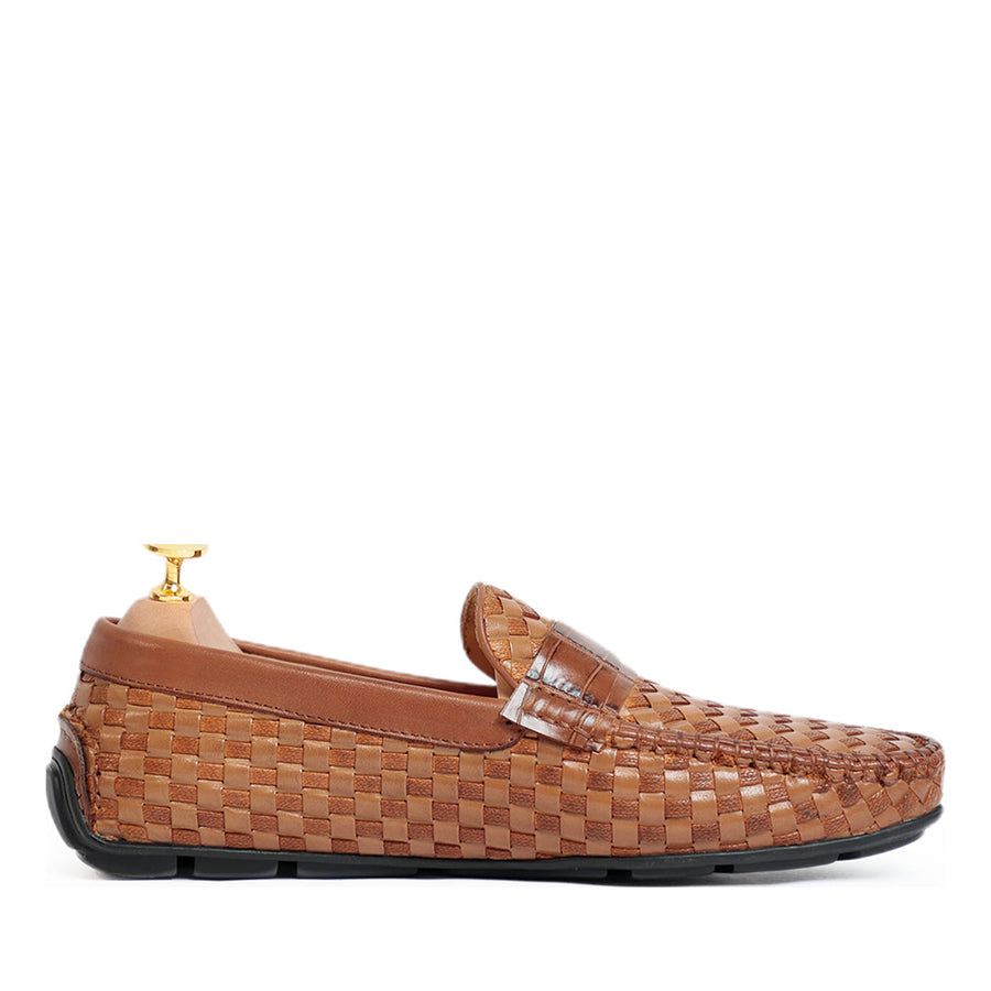 Ross Weavad Brown Leather Shoes