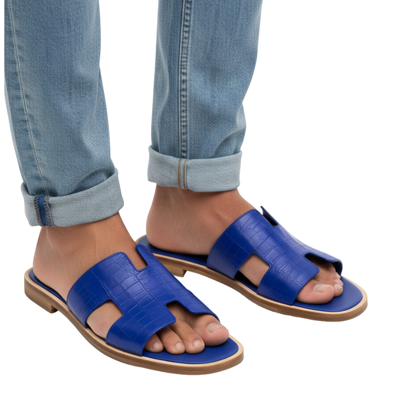 Royal H-Style Crocodile Textured Slippers