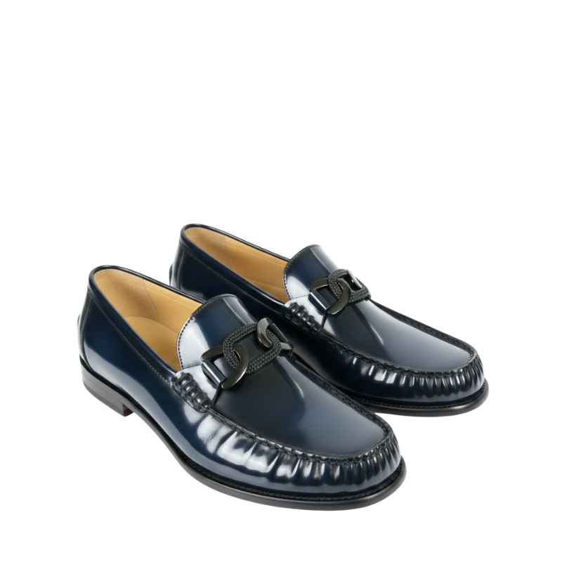 Royal Horsebit Metal Strap Leather Loafers