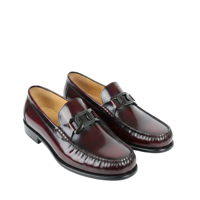 Royal Horsebit Metal Strap Leather Loafers