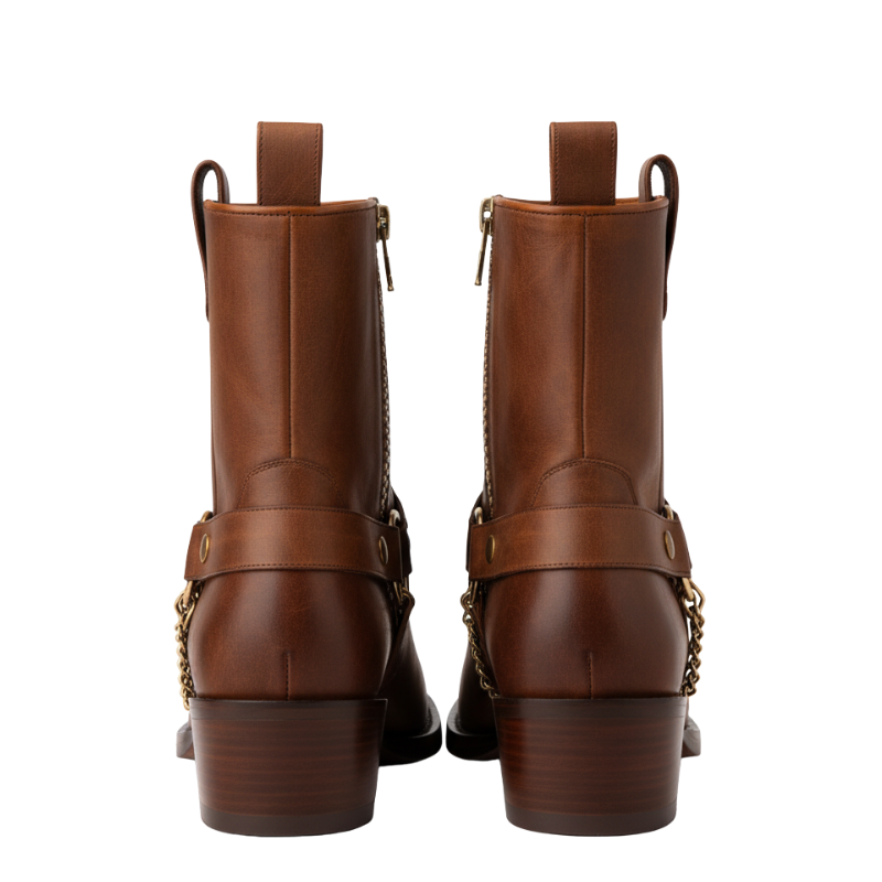 Royal Star Chain Golden Toe Harness Boots