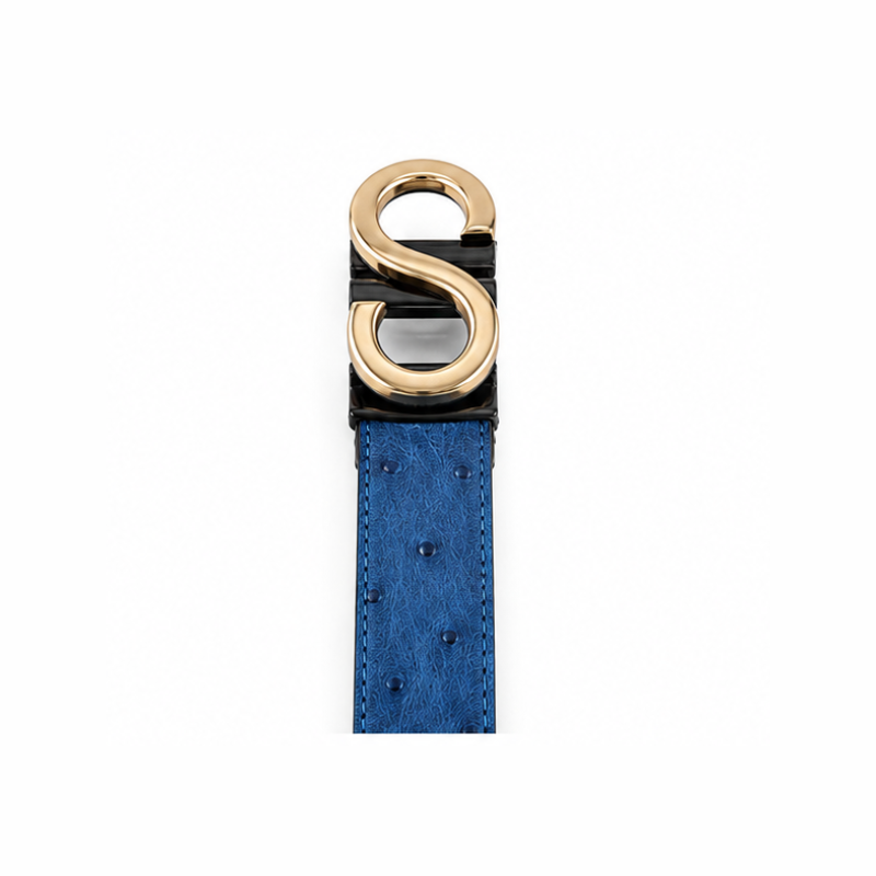 S Style Buckle Ostrich Leather Belt