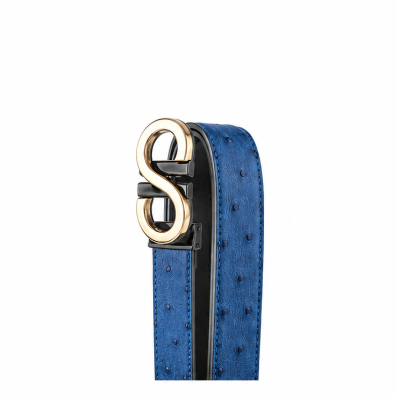 S Style Buckle Ostrich Leather Belt