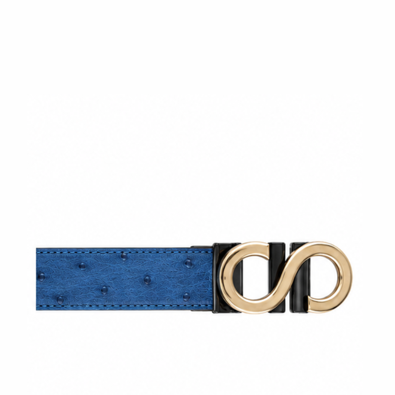 S Style Buckle Ostrich Leather Belt
