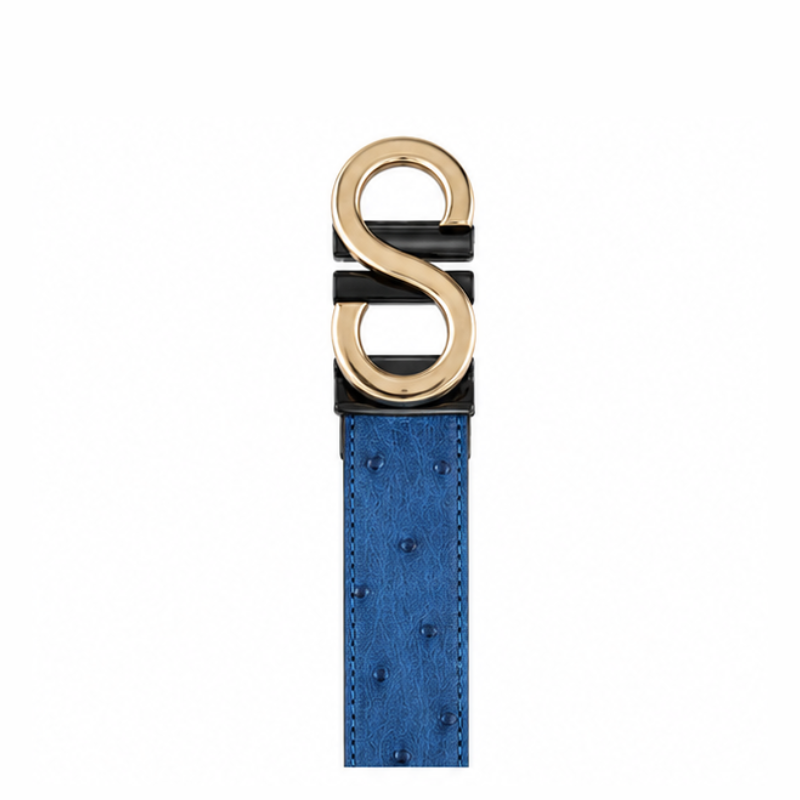 S Style Buckle Ostrich Leather Belt