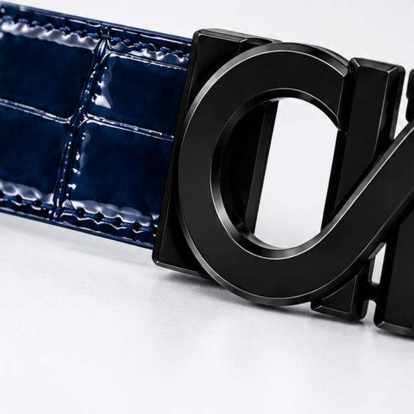 S Style Buckle Midnight Croc Leather Belt