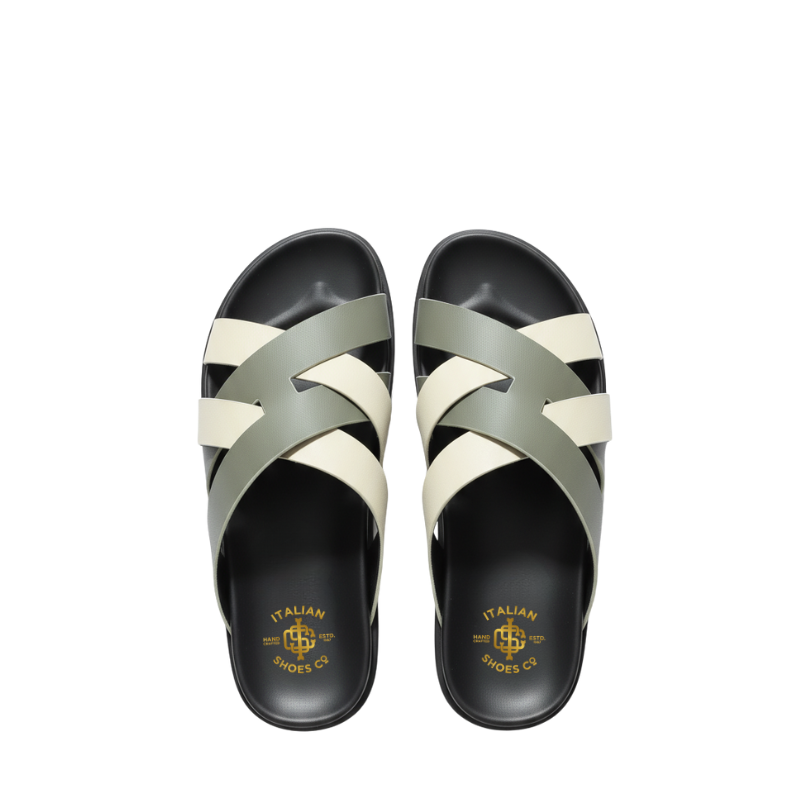 Dual-Tone Cross Strap Comfort Sandals