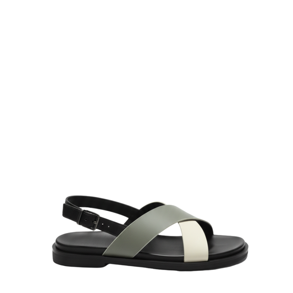 Dual-Tone Cross Strap Comfort Sandals