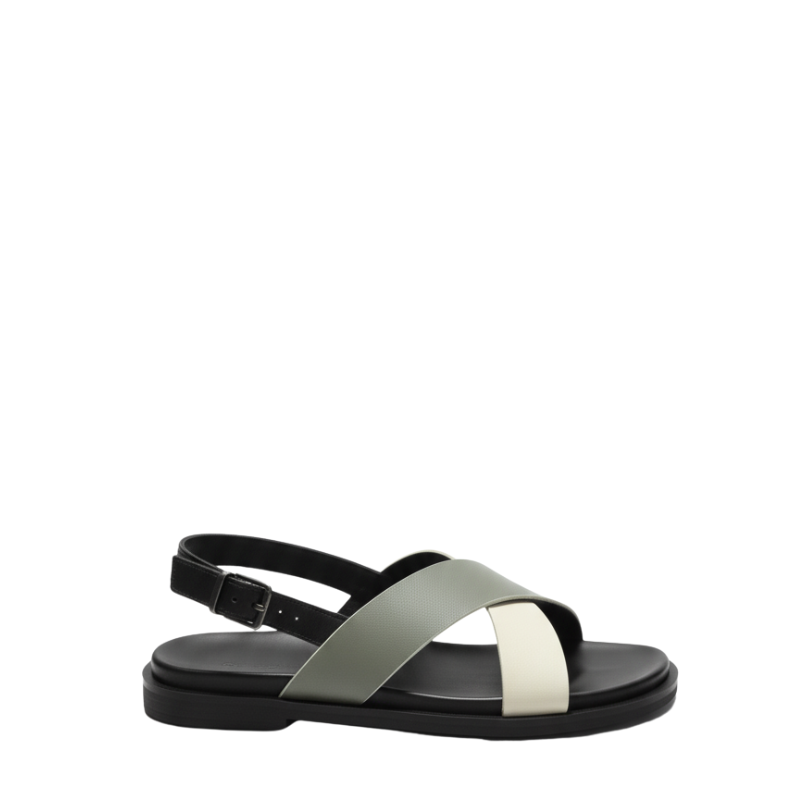 Dual-Tone Cross Strap Comfort Sandals