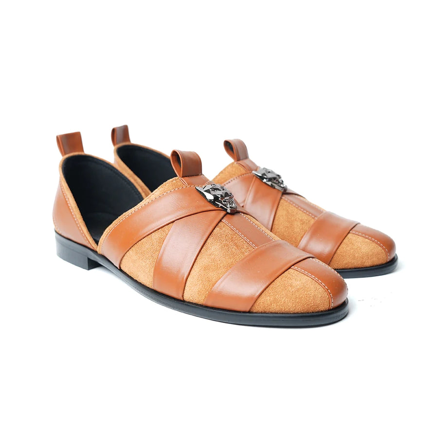 Criss Cross Slip-On Sandal - Tan