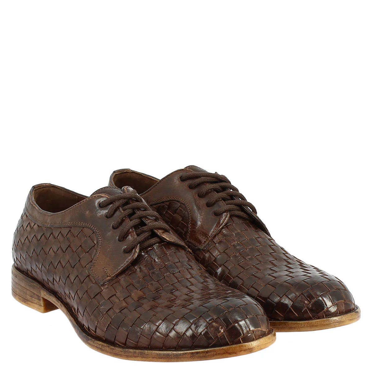 Dark Brown Woven Leather Shoes