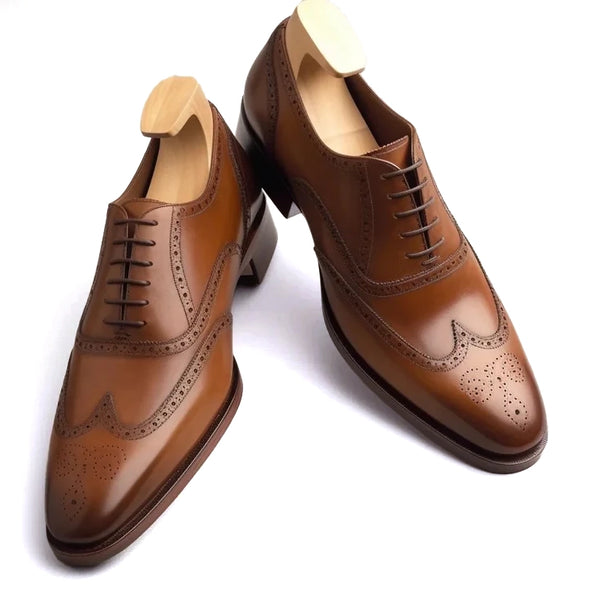 TAN ADRION BROGUE WINGTIP OXFORDS