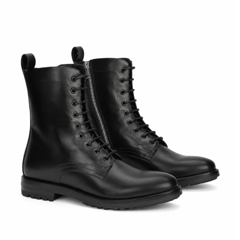 Sergio Zip Combat Boot - Leather