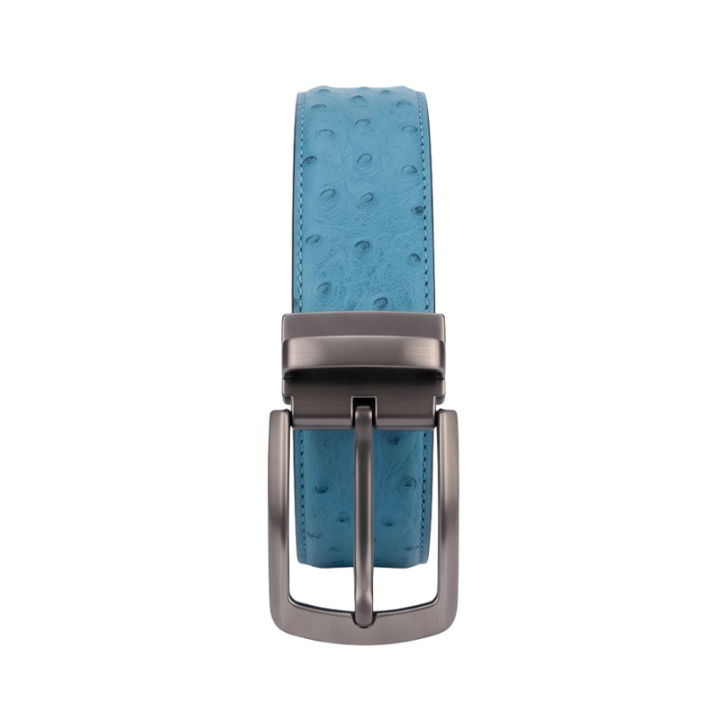 Sky Ostrich Grain Genuine Leather Belt