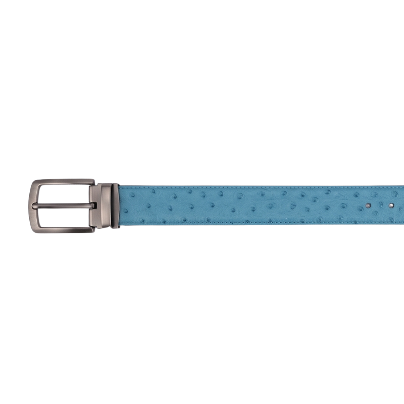 Sky Ostrich Grain Genuine Leather Belt