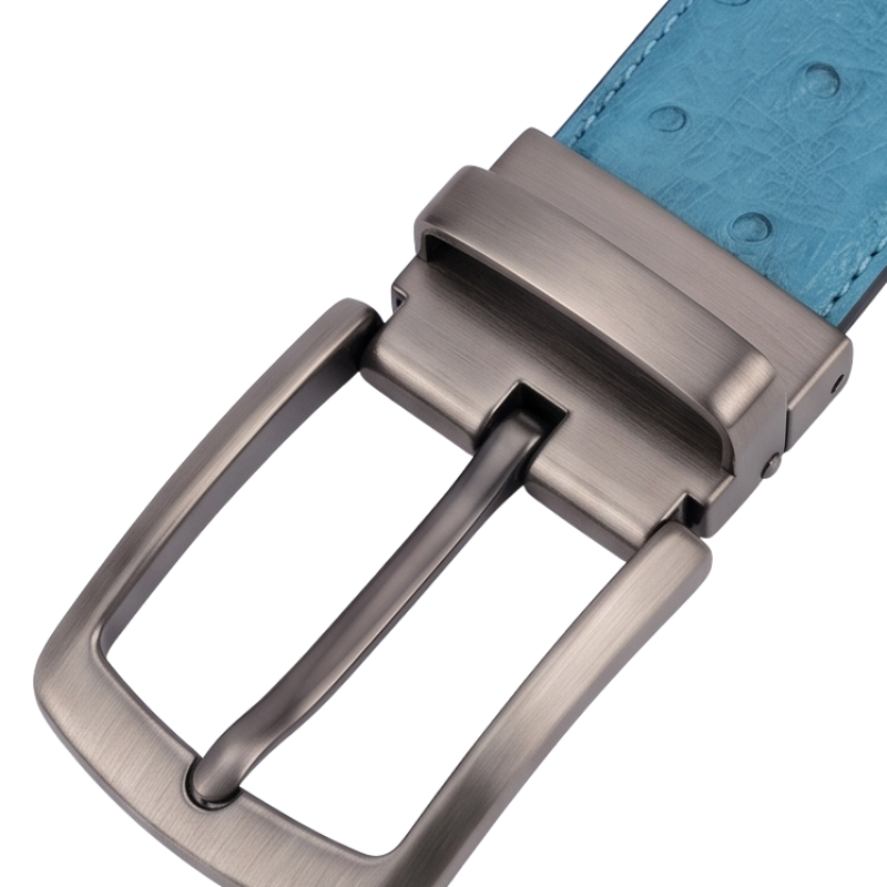 Sky Ostrich Grain Genuine Leather Belt