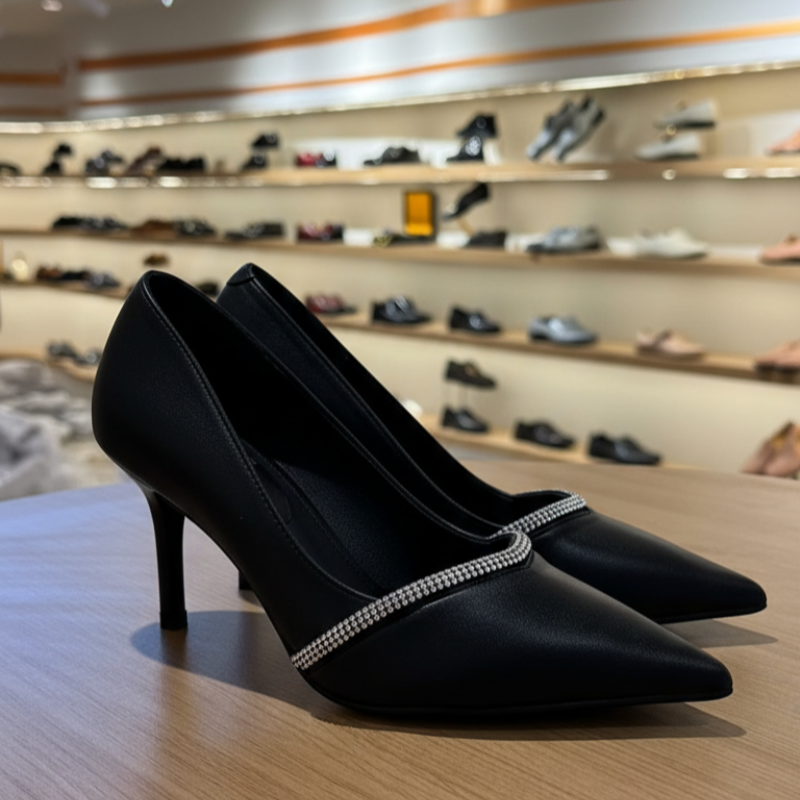 Crystal Trim Stiletto Heels