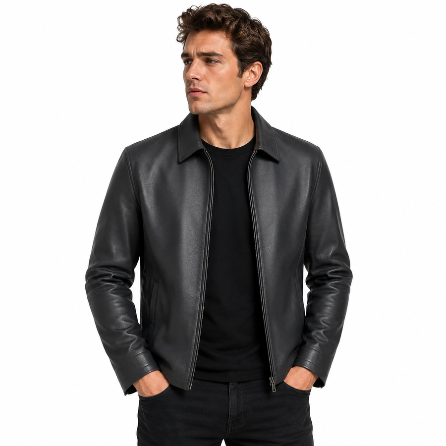 Stradale Noir collar Leather Jacket