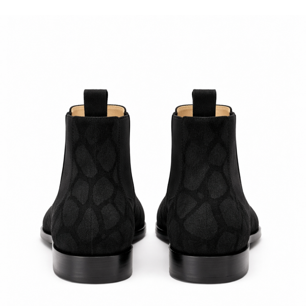Suede Grid Texture Italian Chelsea Boots