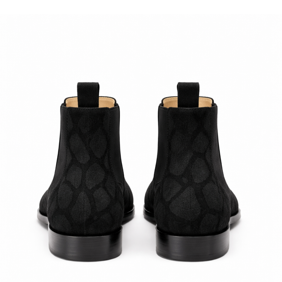Suede Grid Texture Italian Chelsea Boots