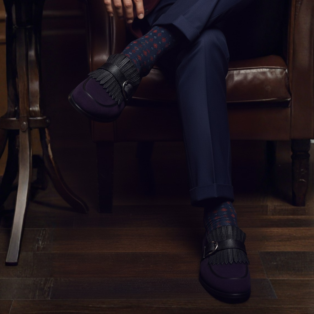 Suede Handmade Leather Single Monk Straps Shoe