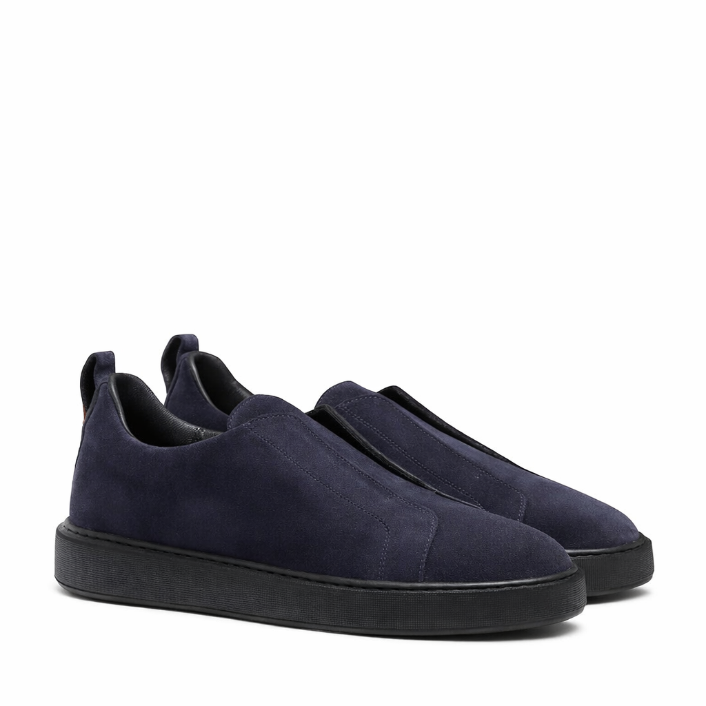 Suede Triple Stitch Slip-On Sneakers For Men