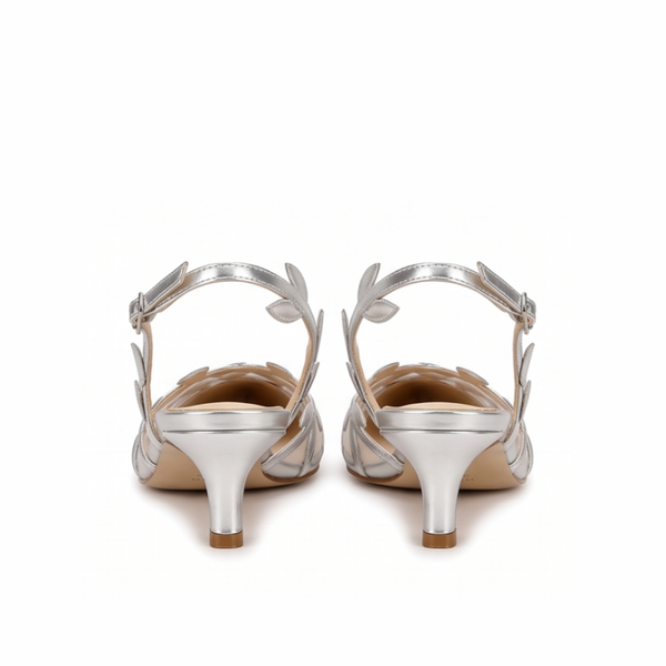 Sylvie Leaf Metallic Slingback Heels