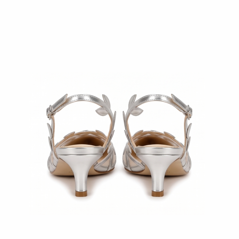 Sylvie Leaf Metallic Slingback Heels