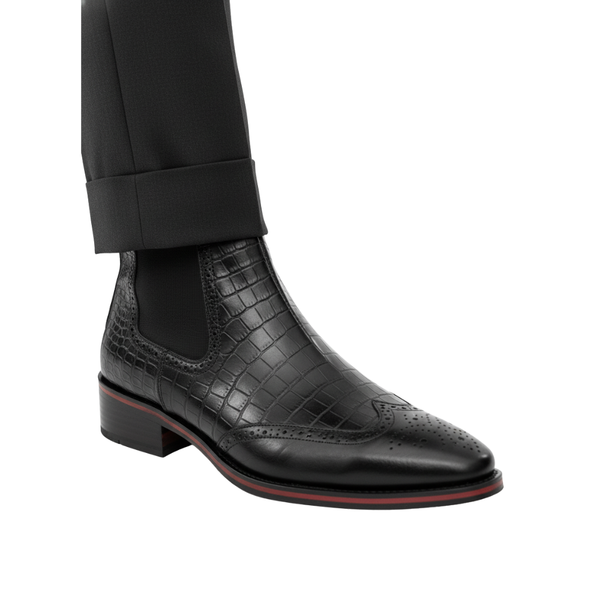 Luxury Croc Patterned Prime Chelsea Boots