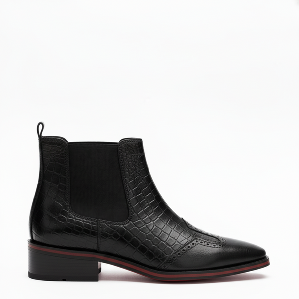 Luxury Croc Patterned Prime Chelsea Boots