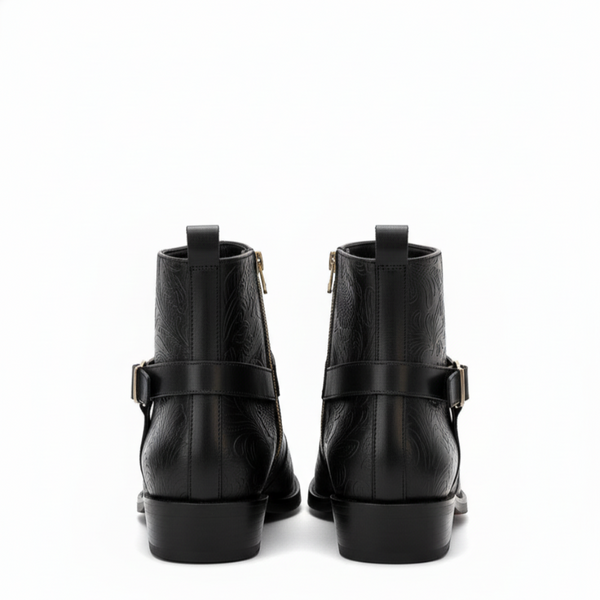 Luxury Leather Bukcle Elegant Detailing Boots