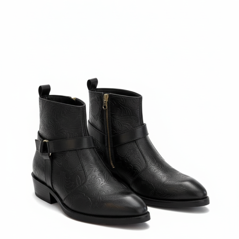 Luxury Leather Bukcle Elegant Detailing Boots